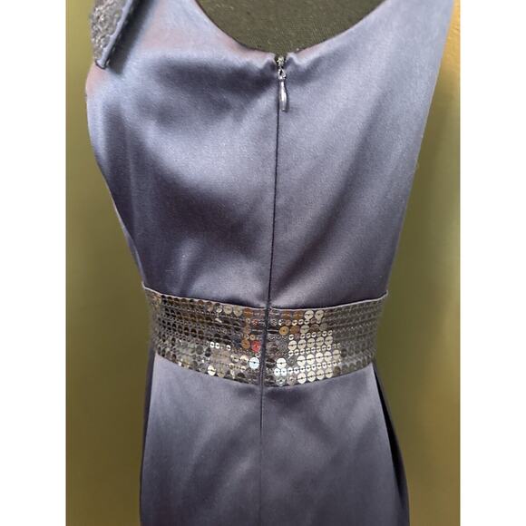 Laundry Shelli Segal Blue Sequin Bow One Shoulder Cocktail Party Dress Holiday 6 - Picture 7 of 9